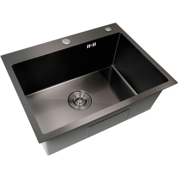 Фото - Мийка кухонна VALESO Handmade PVD чорна BLACK GLASS 60x45